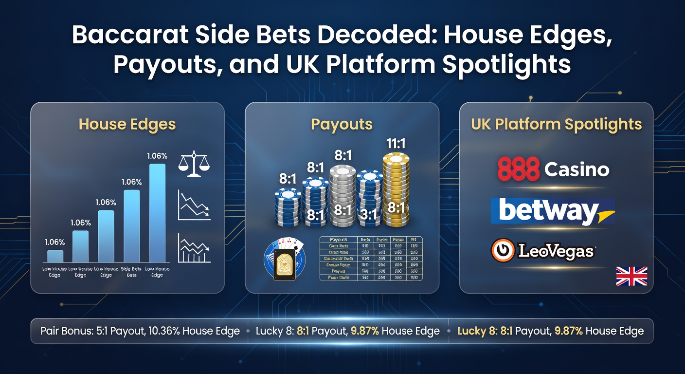 Close-up of baccarat side bet payout table on a digital screen, displaying odds for Dragon Bonus and pairs