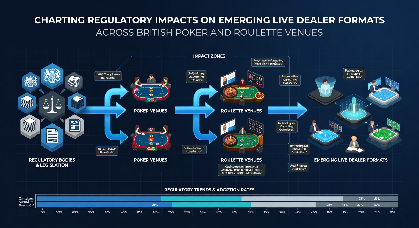 Live dealer setup in a British casino with poker and roulette tables under regulatory review