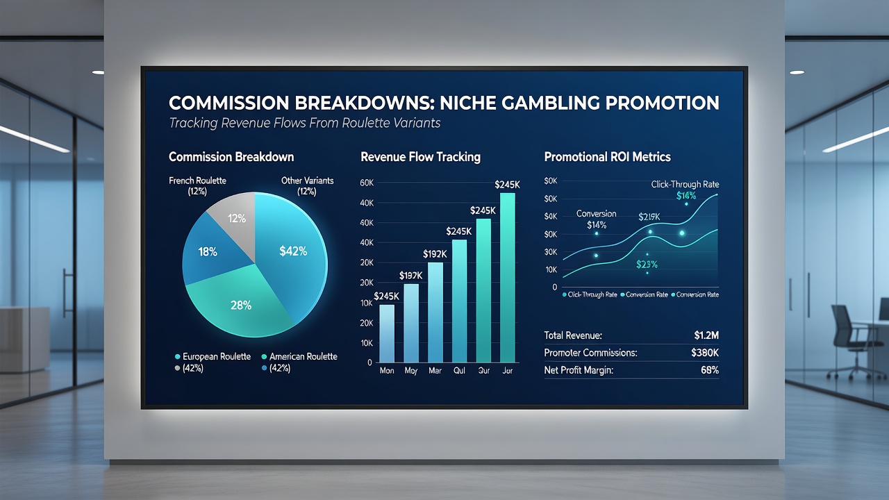 Flowchart illustrating commission tiers between roulette promotions and poker network payouts