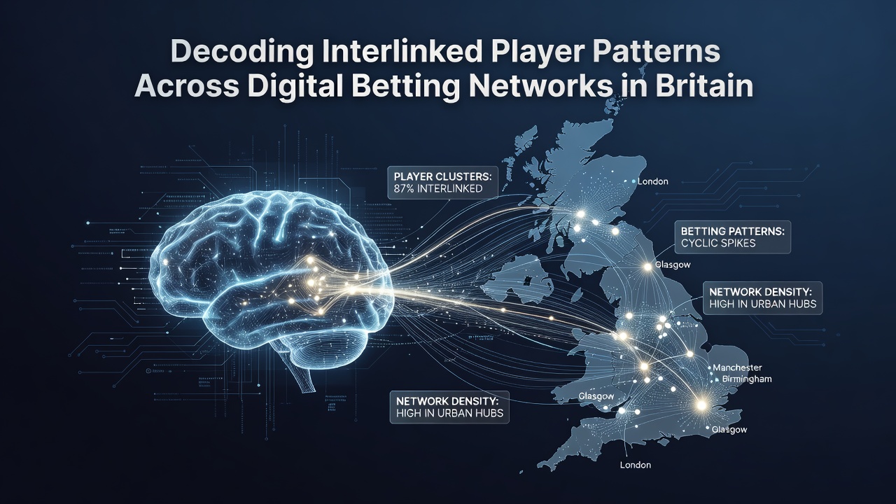 Network graph showing connections between player accounts across digital betting platforms