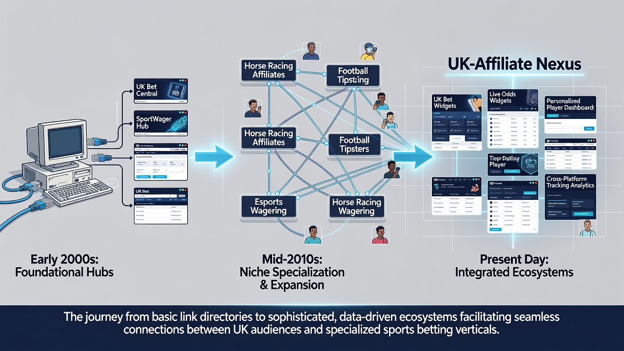 Modern affiliate dashboard showing analytics for sports wagering traffic from UK players