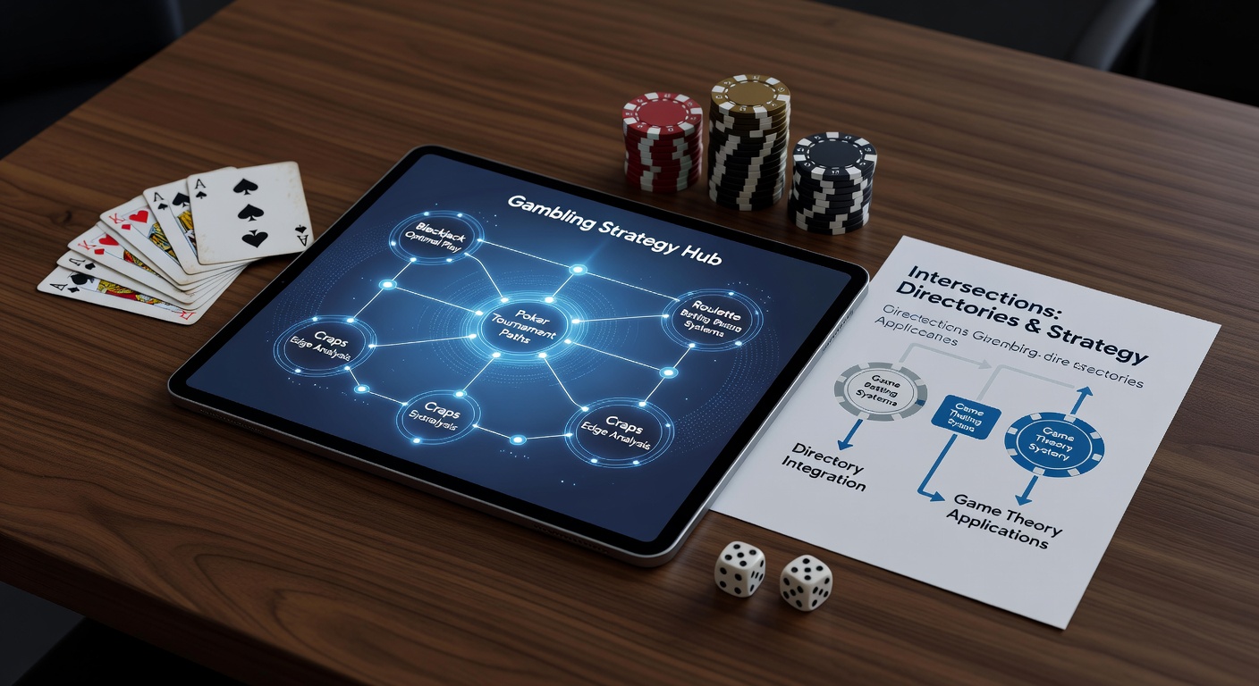 Gambling directory interface displaying card game listings and strategy resources