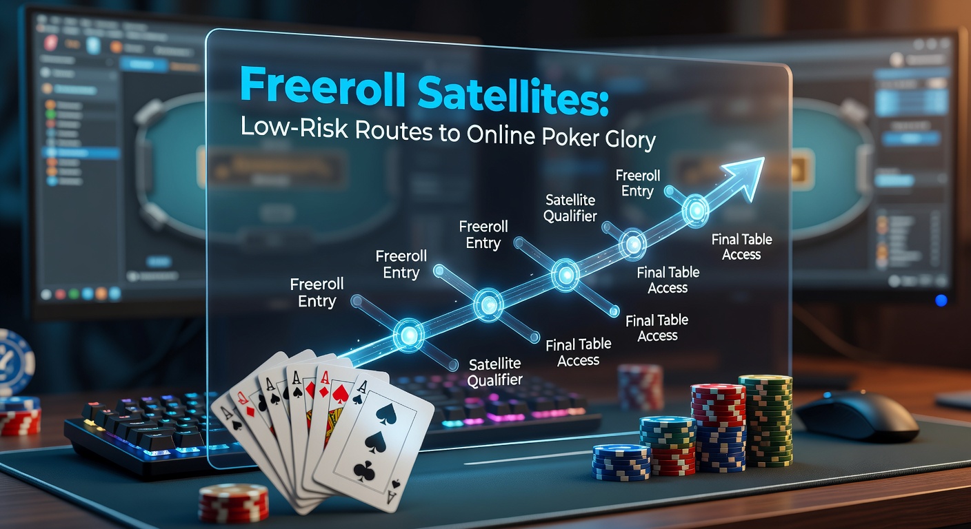 Online poker players competing in a freeroll satellite tournament on a laptop screen, chips stacking up virtually