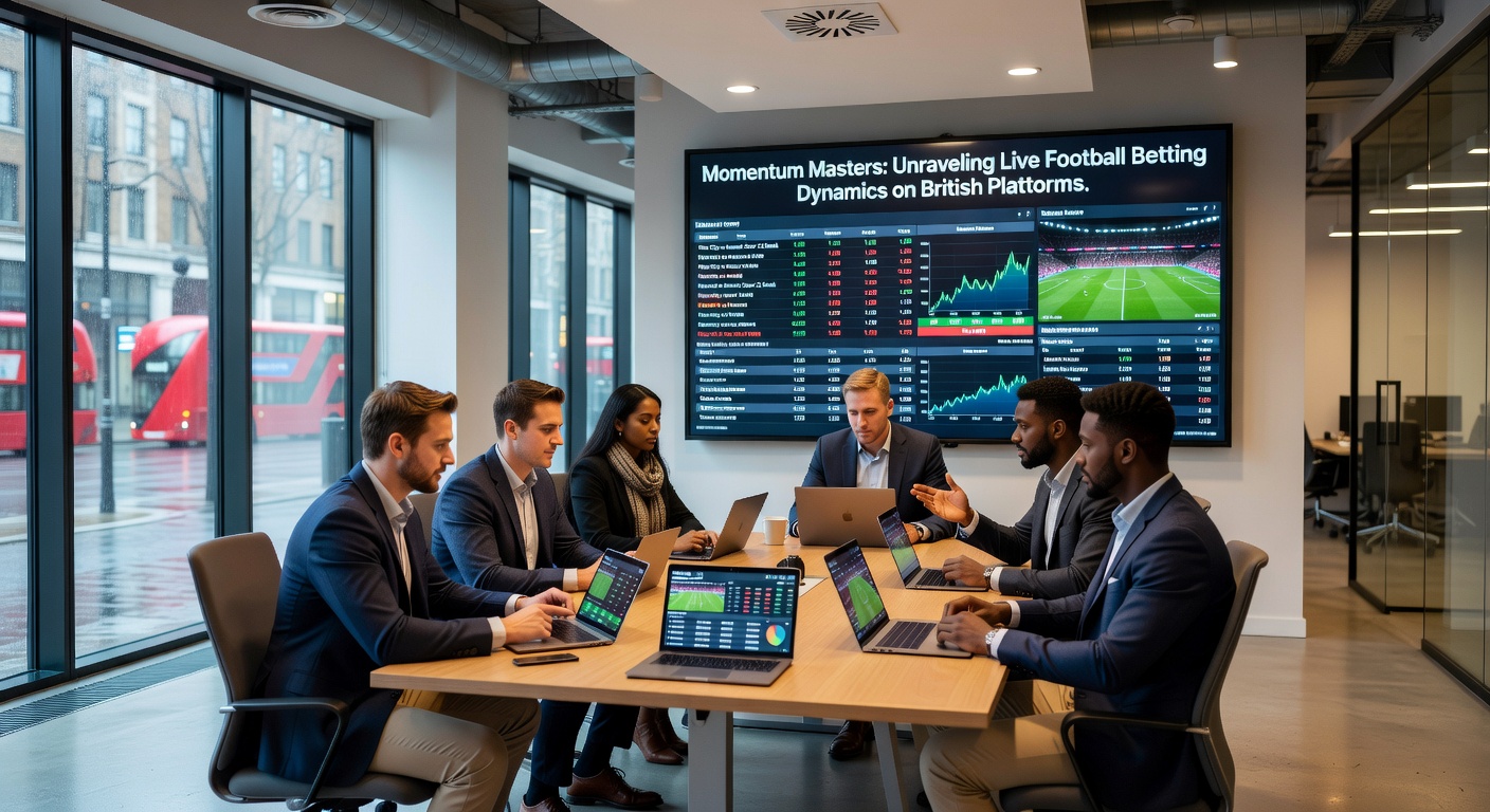 Close-up of a mobile betting app showing live Premier League odds fluctuating during a momentum surge, with graphs of possession and shots