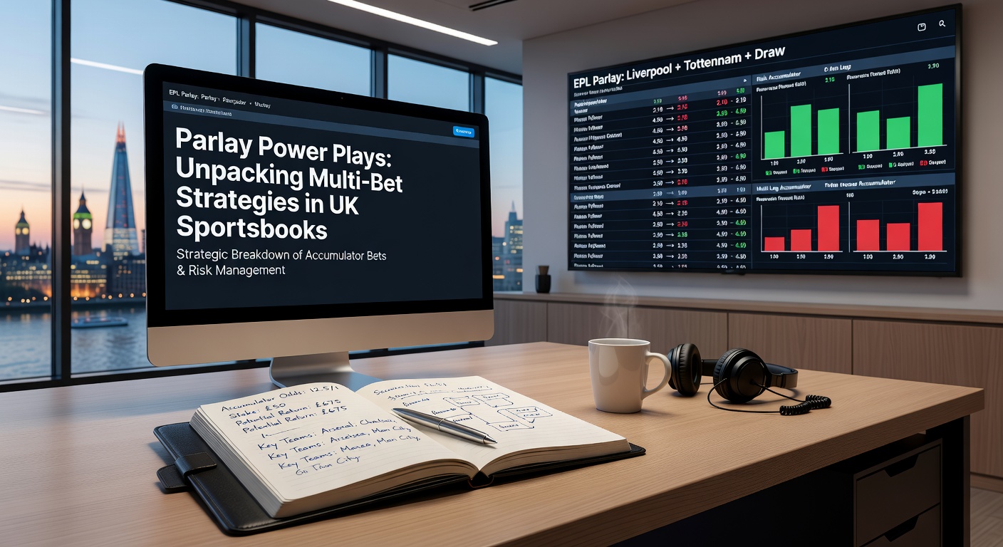 Infographic illustrating parlay payout calculations with examples from UK football and horse racing accumulators, highlighting risk versus reward ratios
