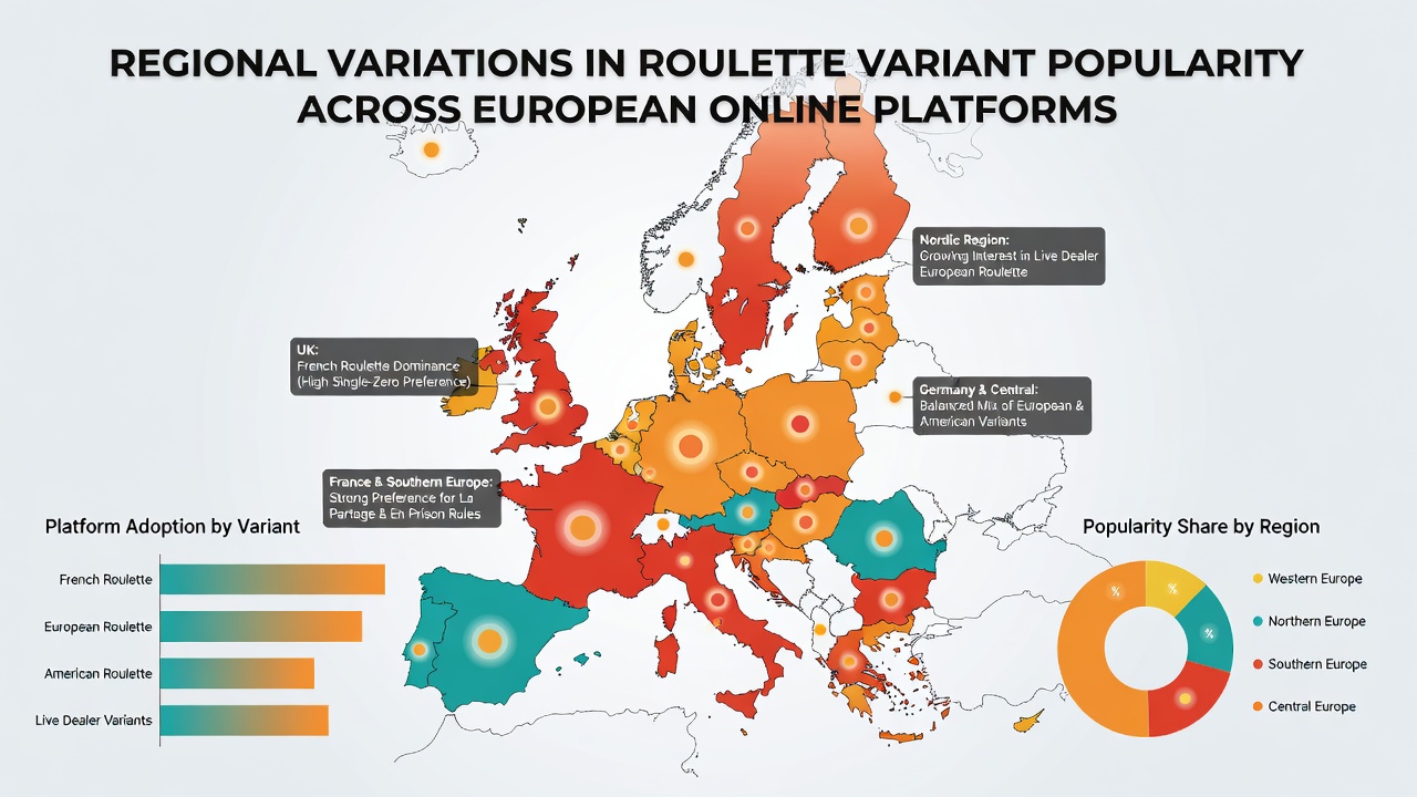 European roulette wheel on an online casino interface showing regional game options
