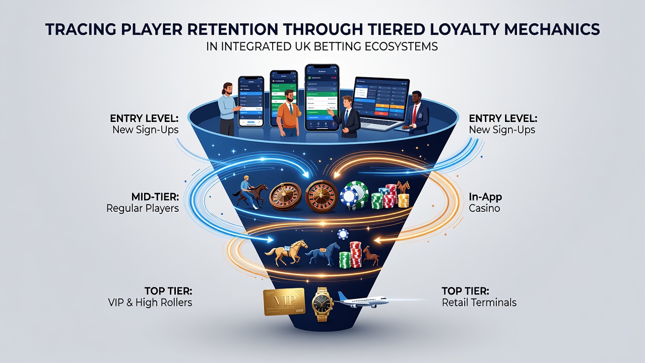 Diagram showing tiered loyalty levels in UK betting platforms with player progression paths