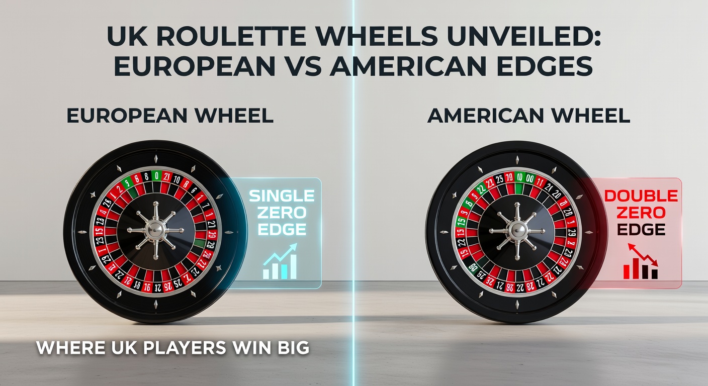 Close-up of a spinning European roulette wheel in a bustling UK casino, highlighting the single zero pocket and polished mahogany design